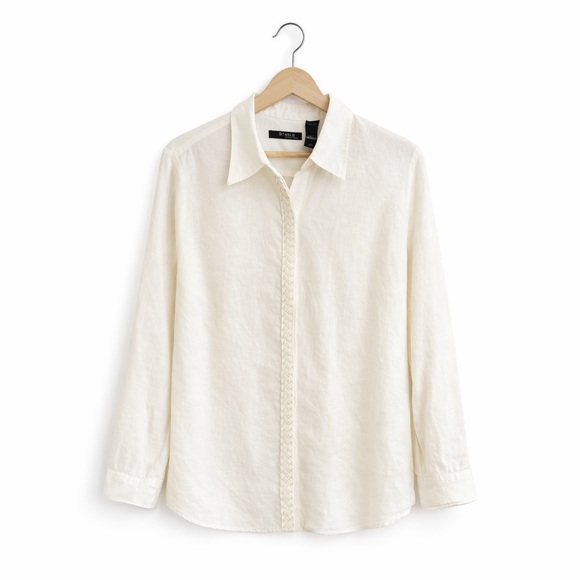 Liz Claiborne 100% Linen Button Front Shirt~Classic Work to Weekend Blouse~XL - Picture 4 of 6